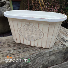 Garden Planter Oval Trough Plastic Plant Pot Flower Herb Home Sweet Home 29cm