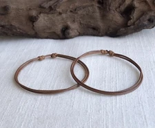 Medium Brown 1mm Water Resistant Cord Adjustable Bracelet or Anklet Set Unisex
