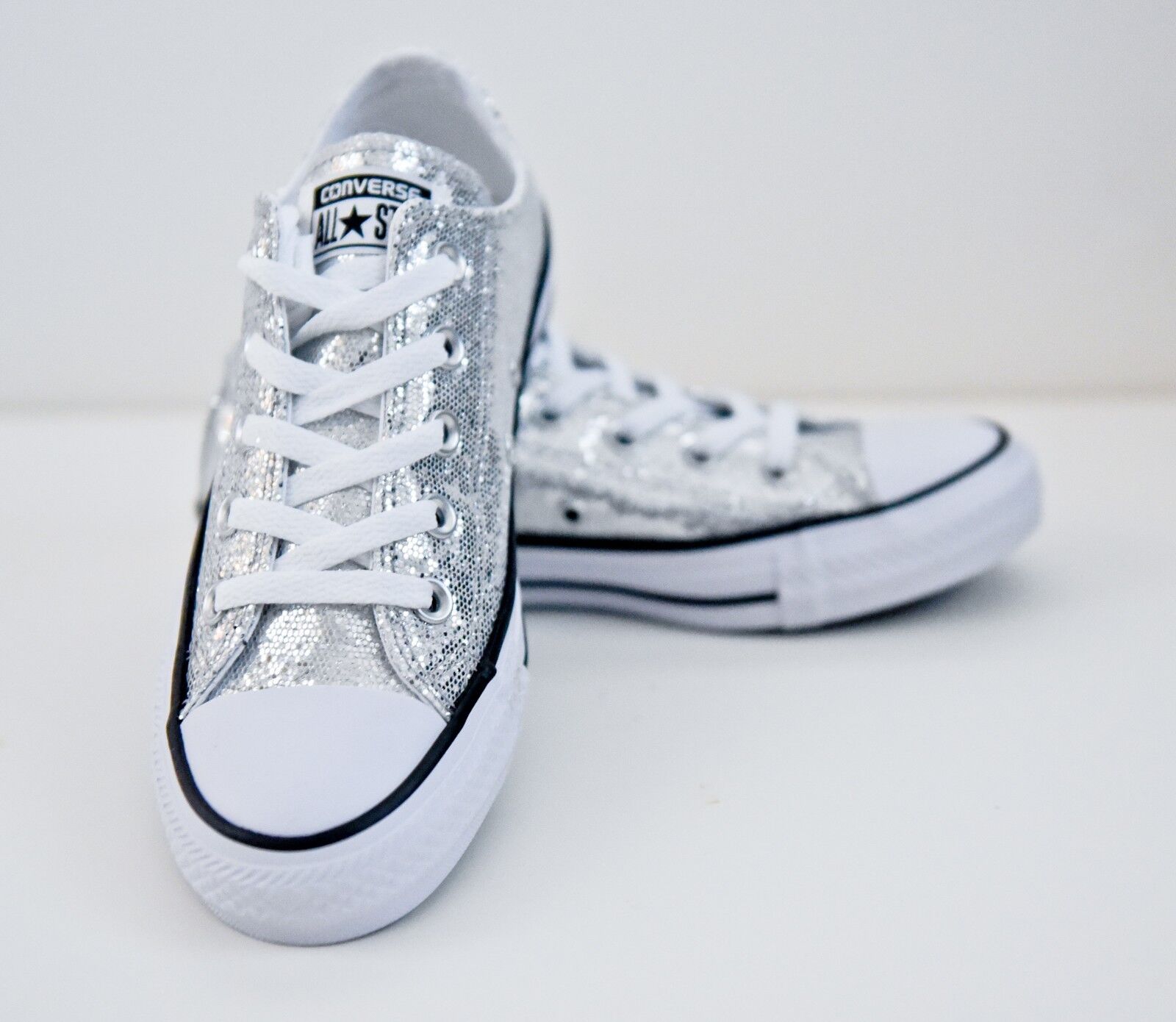 Profeet Destructief schrobben Converse All-Star Chuck Taylor Silver Glitter Unisex Low Sneakers  [135851C/Size] | eBay