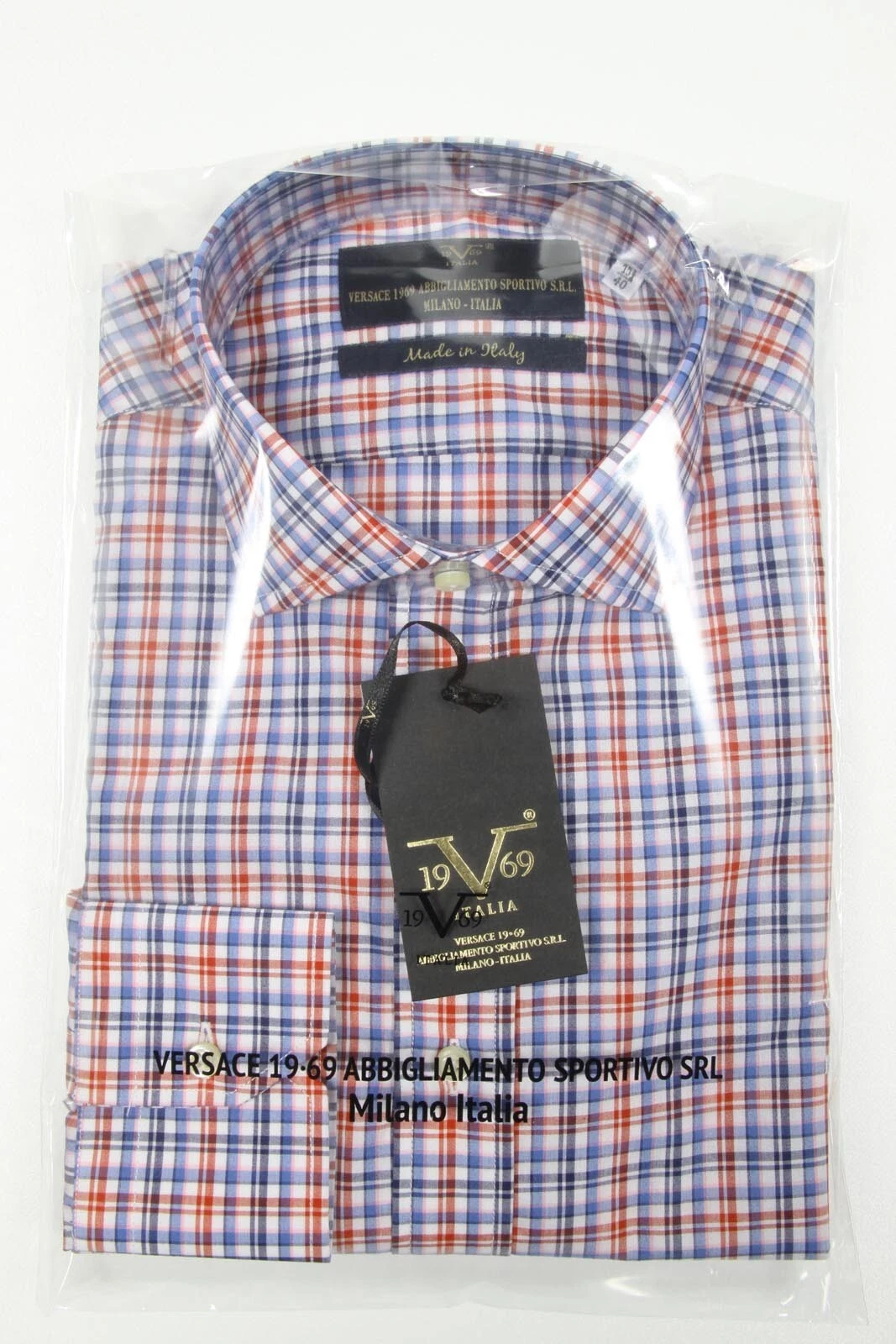 Camicia uomo Versace 1969 abito quadri taglia 17 5" 44 Made in Italy regalo per lui