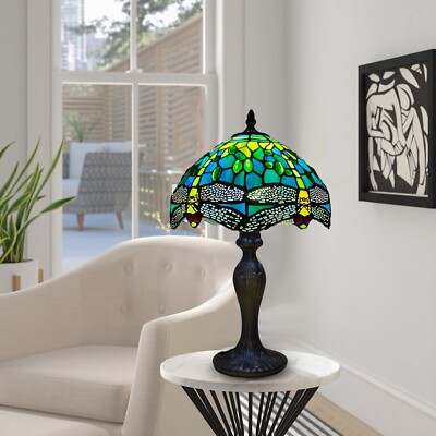 Tiffany Lampen Buntglas grün Libelle Stil Kristall Perlen Handarbeit Schirm