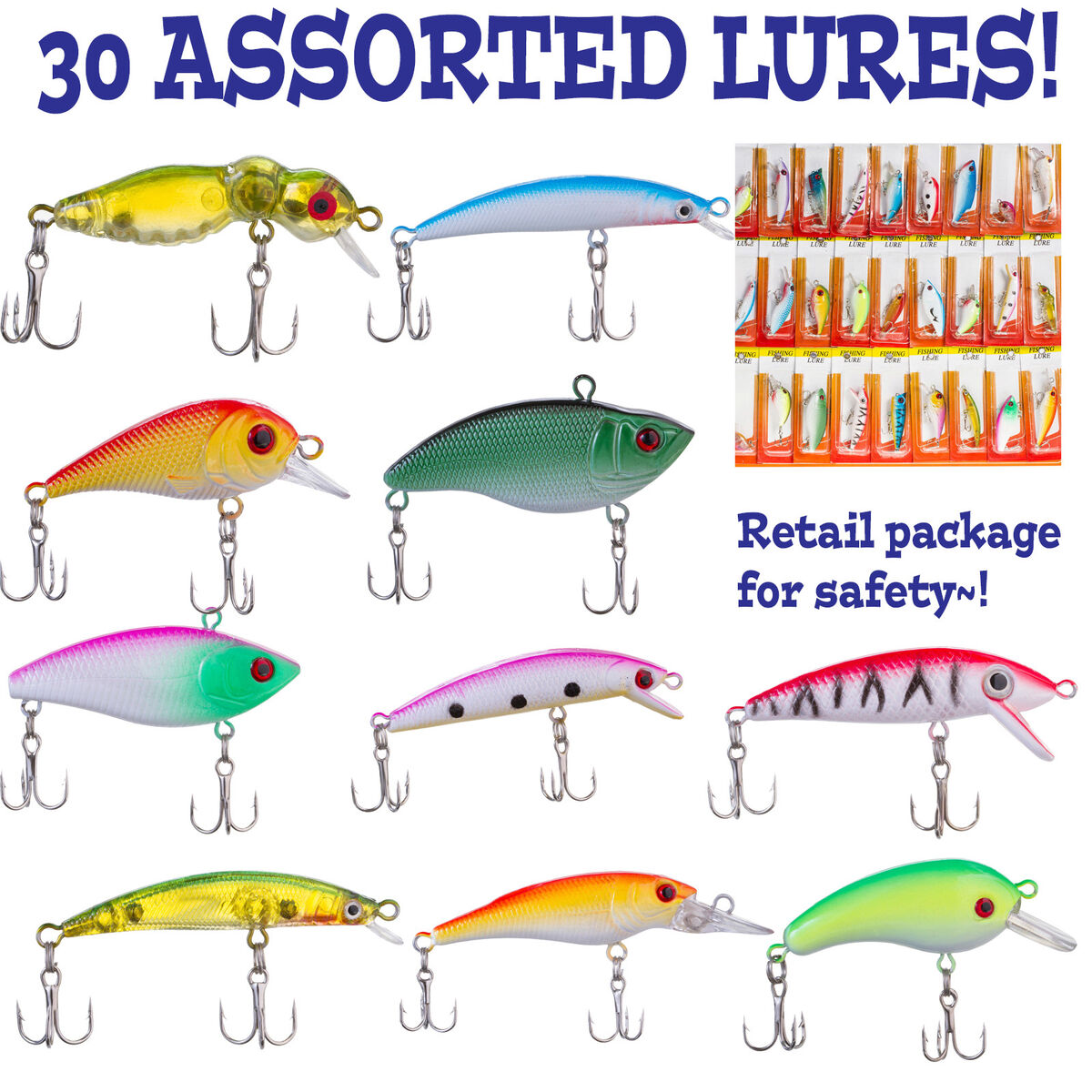 30x Fishing Lures Crankbaits Treble Hooks Minnow Crank Baits 30x Fishing Lures Crankbaits Treble Hooks Minnow Crank Baits