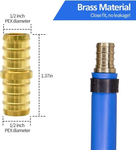 30 Stück halber Zoll Messing Pex Fittinge je 10 Winkel T-Stück Kupplung bleifrei Crimp Cin - Bild 3 von 7
