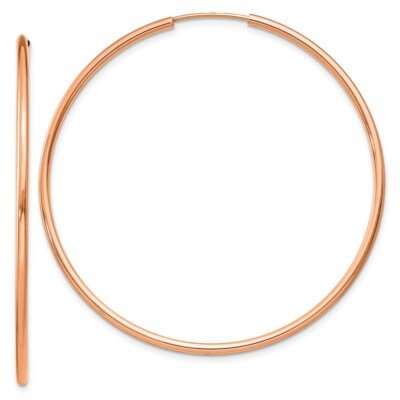 Real 14kt Rose Gold 1.5mm Polished Endless Hoop Earrings