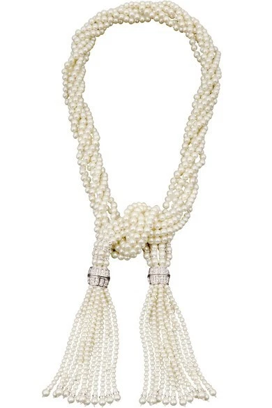 Collar Kenneth Jay LANE Perla Lariat Borla Cristales MultiFilas KJL De Colección Foto 2 de 4