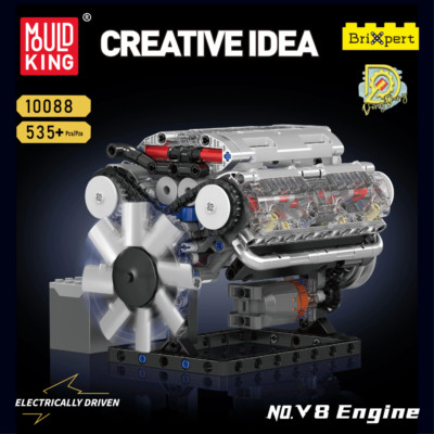 Modellmotor V8 Mould King Bausteine motorisiert elektronische Steuerung dynamisch 