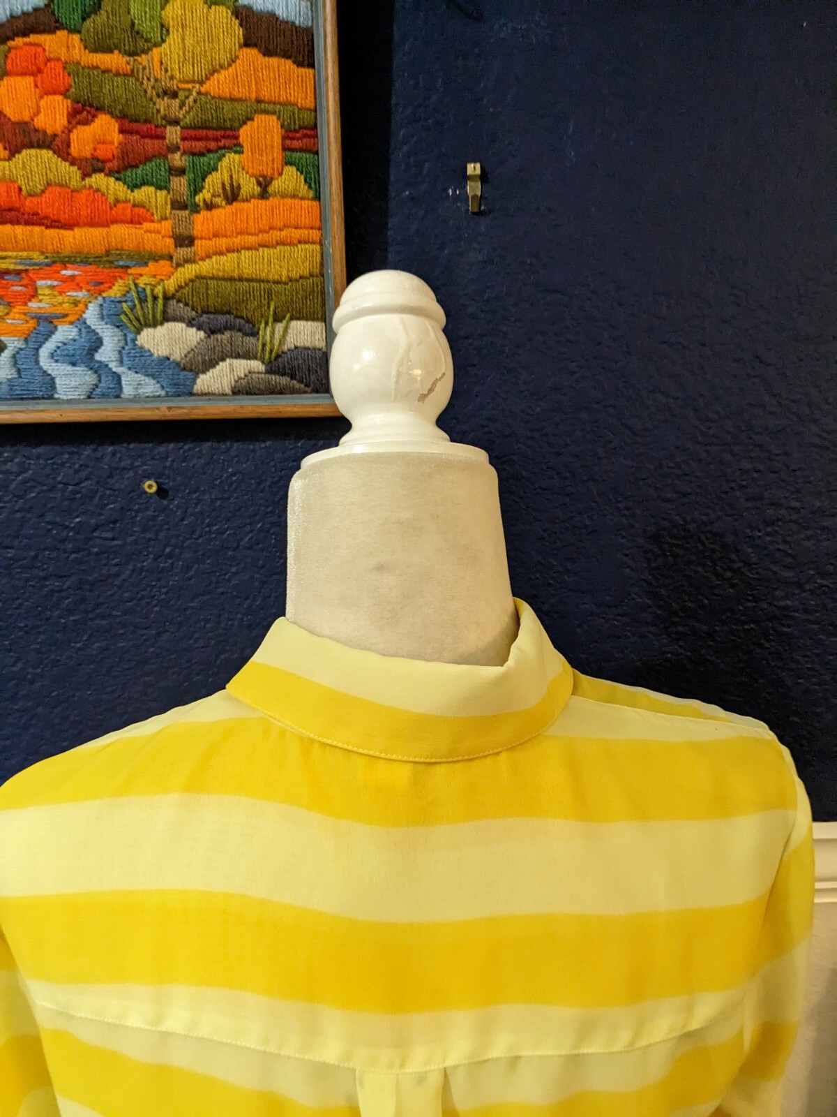 Coldwater Creek Yellow Stripe Semi-Sheer Button C… - image 5