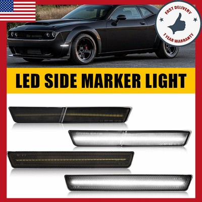 Smoke White LED Front Side Marker Light Fit 2018-2022 Challenger SRT RT Widebody