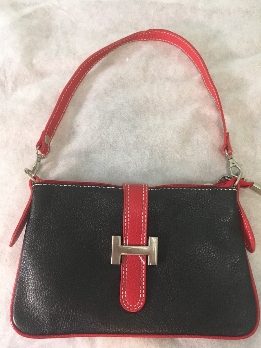 Vera Pelle leather bag, red and black. Small genuine leather bag, LUANA, RED / BLACK color  main image 4