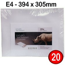 E4 wei&szlig;e Briefumschl&auml;ge unzerrei&szlig;bar Enduro abziehen & versiegeln 394 x 305 mm 125 g 20er Pack