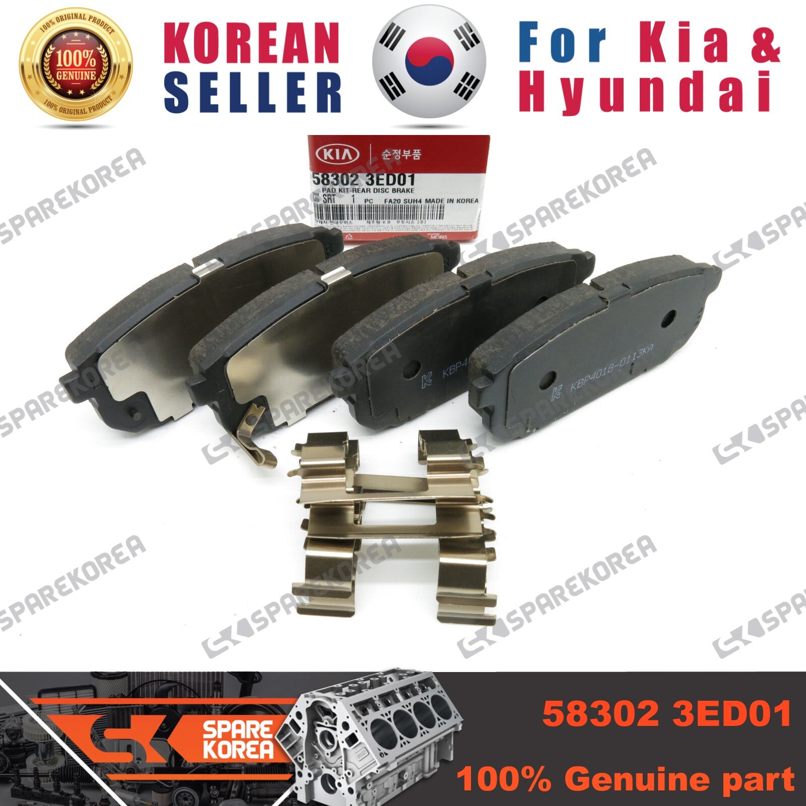 Genuine/OEM 583023ED01 PAD KITREAR DISC BRAKE for Kia Sorento eBay