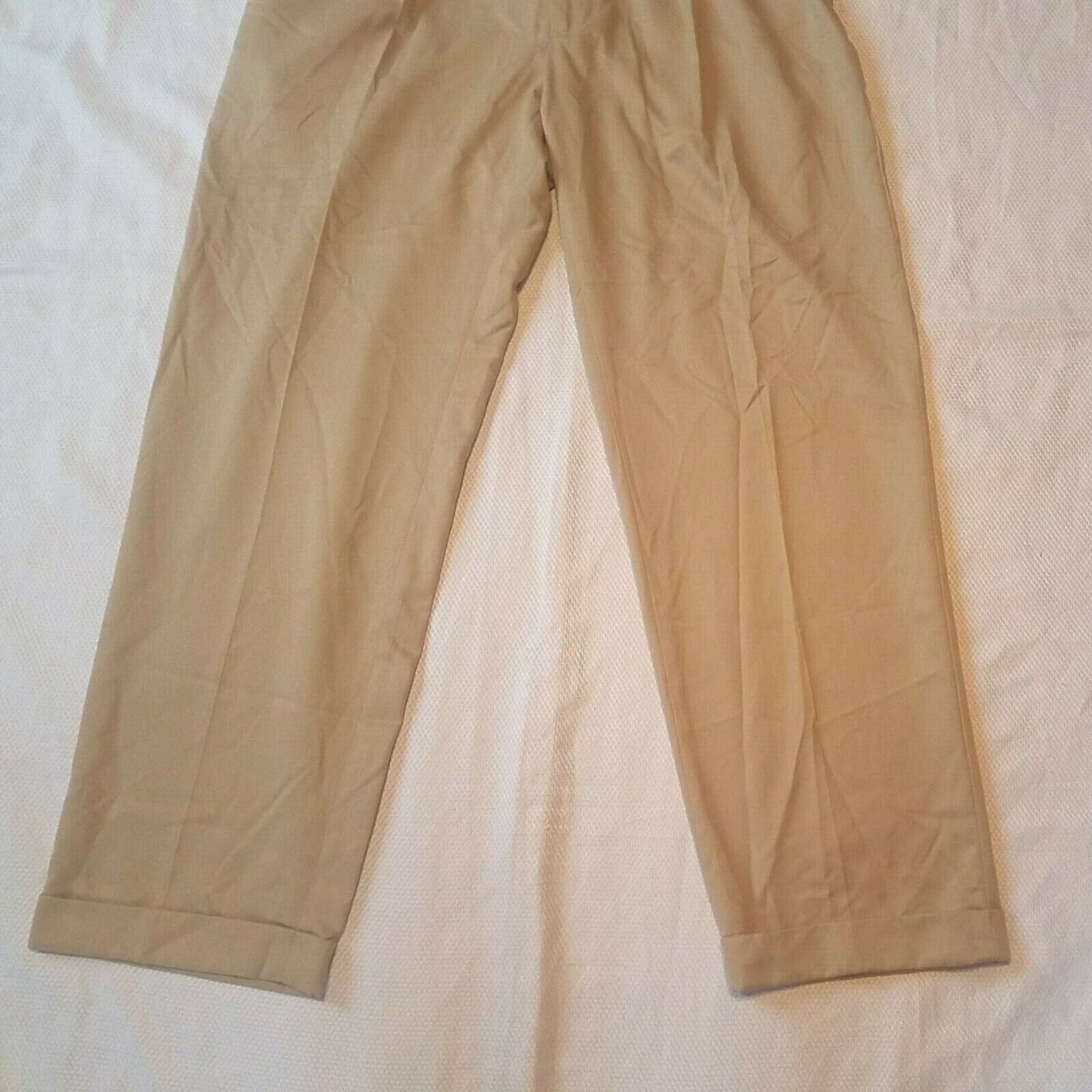 Polo Golf Ralph Lauren Pilot Pants Mens Tan Pleated Front Cuffed Tag Size 35X32 thumbnail 3