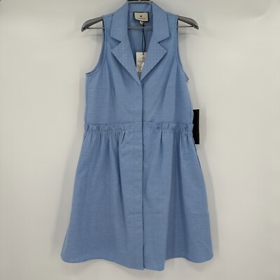 Tuckernuck Oxford Blue Sleeveless Royal Shirt Dress sz XS NWT Ruffles  Pockets | eBay
