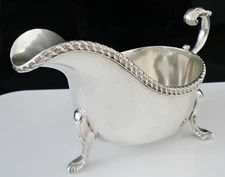 HEAVY Sterling Silver Sauce Gravy Boat, Barker Brothers Silver Ltd 1934