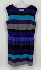 LOFT ~ Ann Taylor  Preowned Women’s Multi Striped Sleeveless Shift Dress Size L