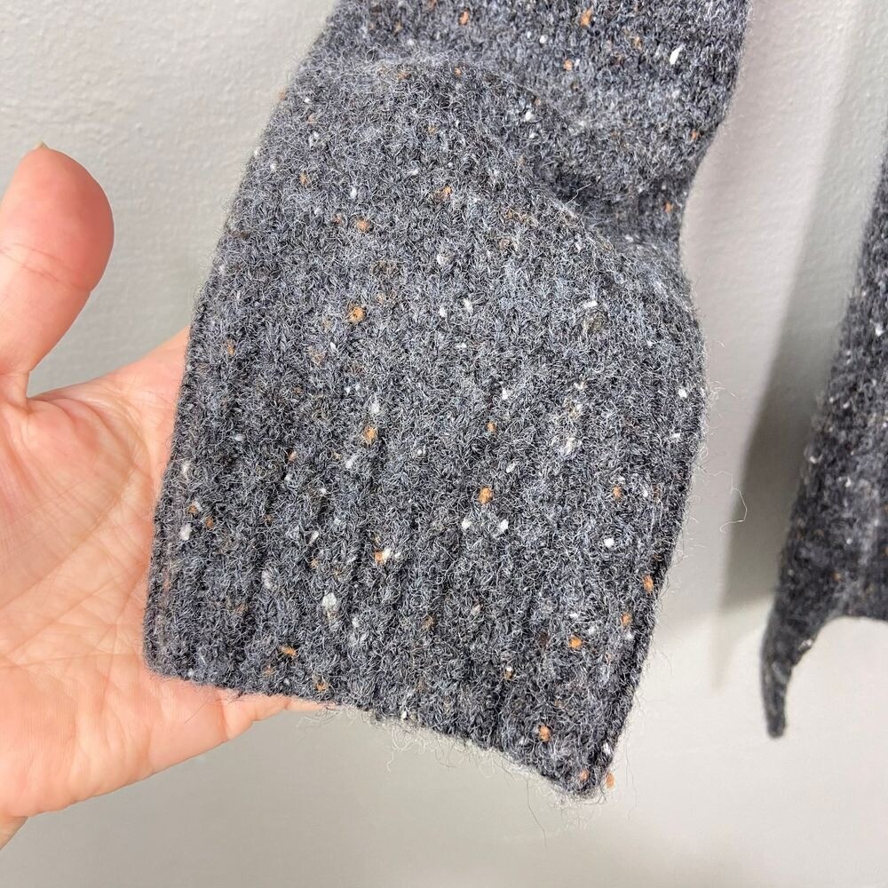 Well Worn Gray Speckled Mock Neck Sweater Cozy Winter Knit Pullover Size S