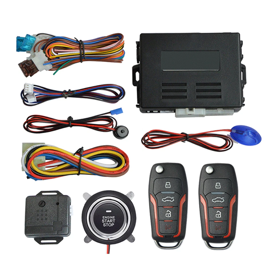 Alarma de seguridad de arranque del motor de entrada sin llave para automóvil botón de arranque remoto parada SLB Foto 2 de 4