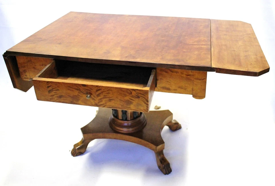 Mesa Plegable Biedermeier Madera de Abedul Dama Escritorio Gellac 1830 Restaurado Café Foto 2 de 4