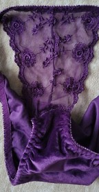 Vintage Purple Velvet & Lace Crop Cami & String Bikini Panty Set Size Small