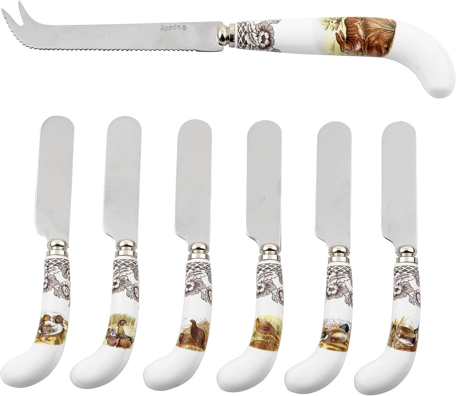 Handcrafted Woodland Rabbit Cheese Knife with 6 Artistic Spreaders for Elegant Entertaining
