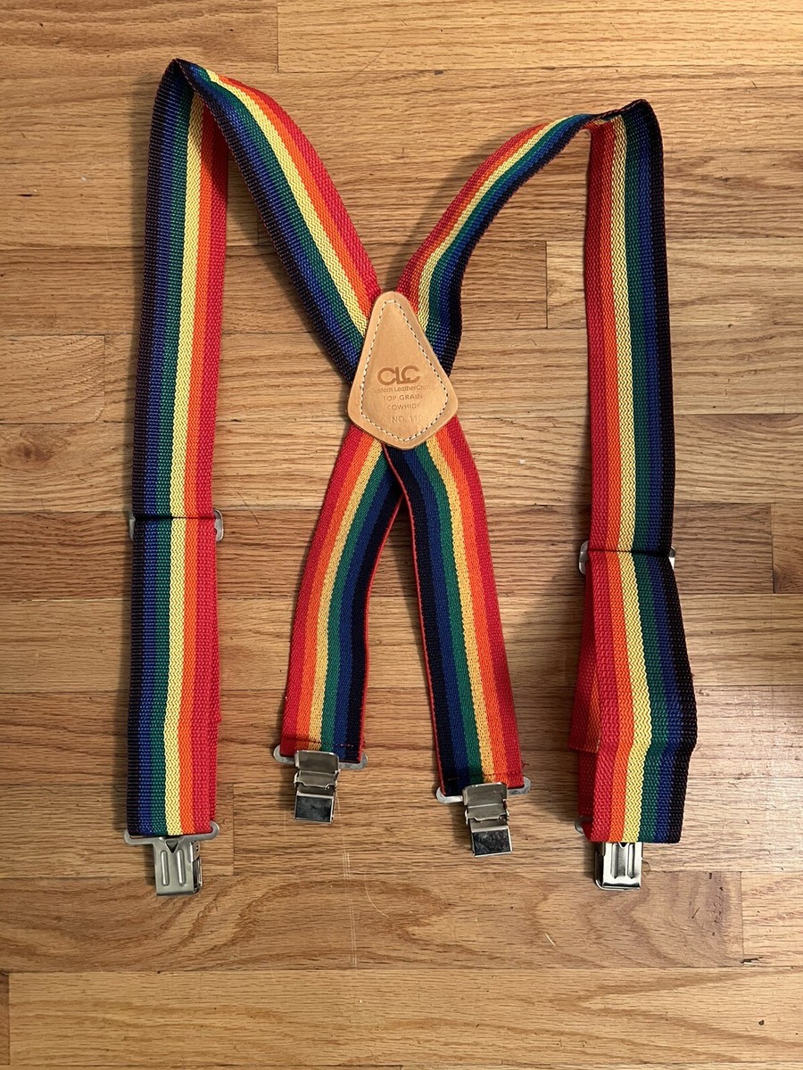 Vintage CUSTOM LEATHER CRAFT Rainbow Pride Suspenders Top  display picture 1
