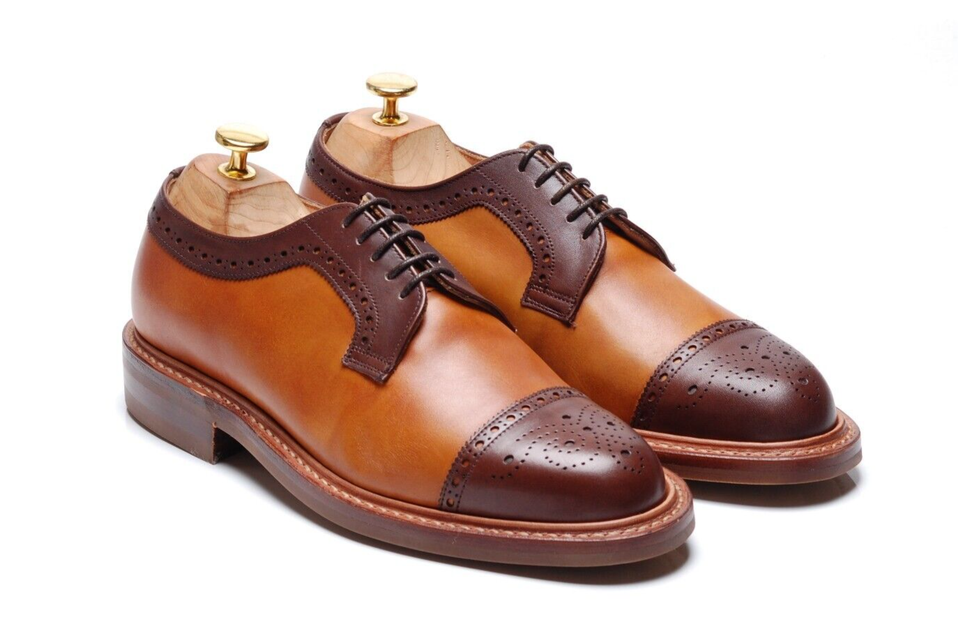 SAOLA Scarpe Cheaney bicolore marrone Derby Commando suola: Willenhall R UK 6 5 F US 7 5