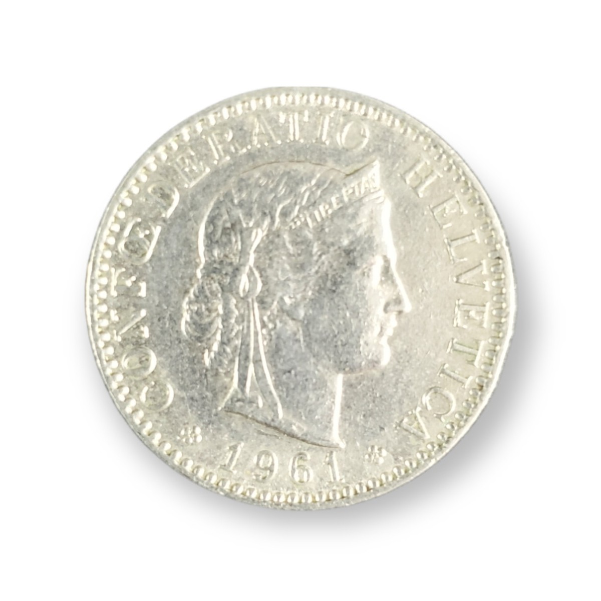 1961 B Switzerland 20 Rappen Coin KM-29 Nickel Confoederatio