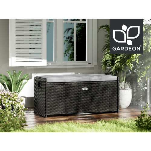 Gardeon Outdoor Storage Bench Box Garden Sheds Tools Wicker Cushion Patio Chair - Picture 8 of 9