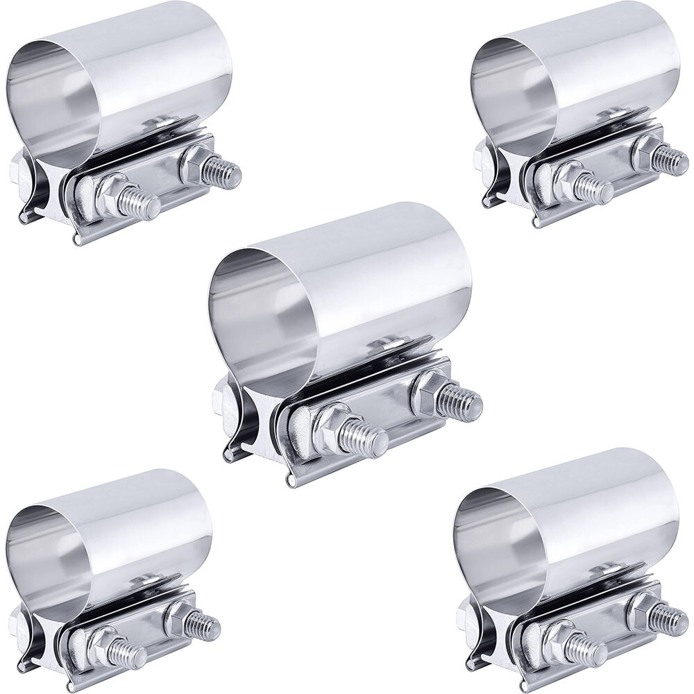 5pcs 2.5 Inch Stainless Steel Exhaust Band Clamp Muffler Coupler Sleeve