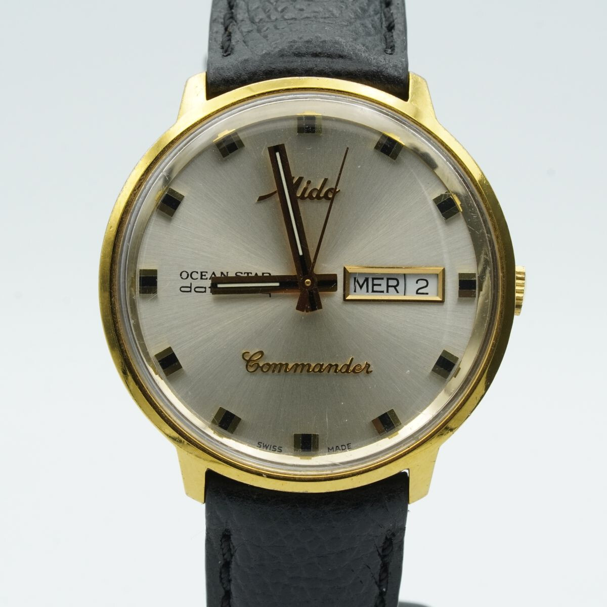 MIDO COMMANDER AUTOMATIK HERREN UHR 37MM VERGOLDET RAR DATADAY