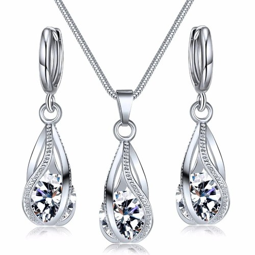 3-teiliges elegantes schwarzes Kristall Schmuckset - Halskette & Ohrringe für Damen - Bild 2 von 12