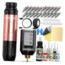 Wormhole Tattoo Gun Kit, Wireless Tattoo Machine Kit Complete Tattoo Kit 