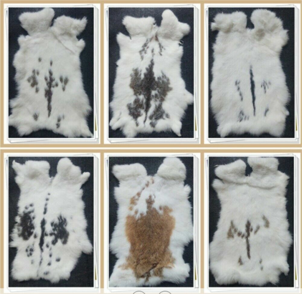 5xGenuine Natural Rabbit Fur Skin Tanned Leather Hides Craft Decor Gray Pelt Fur