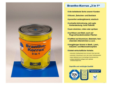 Sparset 2x 750ml Brantho Korrux 3in1 Rostschutz  Metallschutzfarbe Farbauswahl