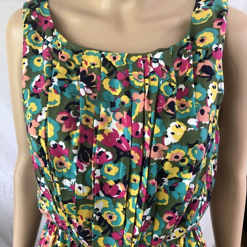Abito donna cammello rosso taglia small verde rosa giallo floreale senza maniche elastico in vita - Foto 9 di 12