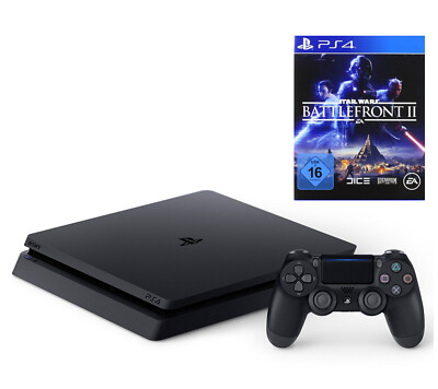 PS4 - Konsole Slim 1TB #schwarz + Star Wars: Battlefront II + Original Pad