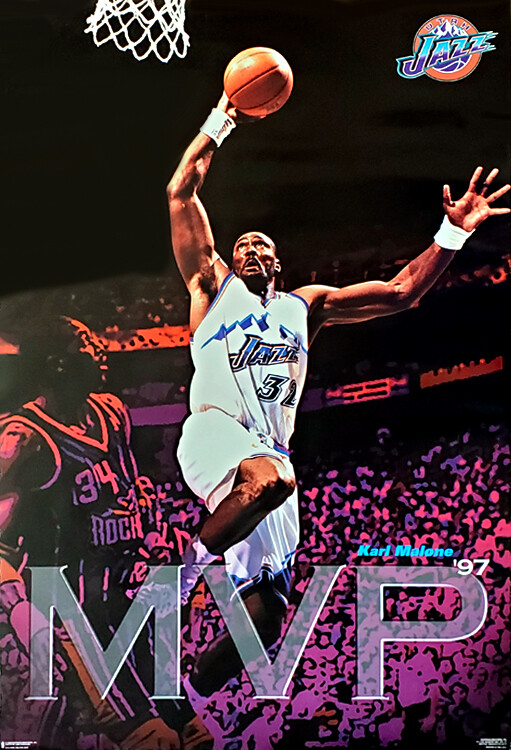 Karl Malone 1997 NBA MVP Utah Jazz Vintage Original 23x35 Karl Malone 1997 NBA MVP Utah Jazz Vintage Original 23x35