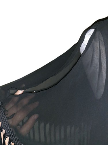 NEW R&M RICHARDS Size 12 Shift Dress Black Fringe Cape Shawl Stretch - Picture 2 of 6
