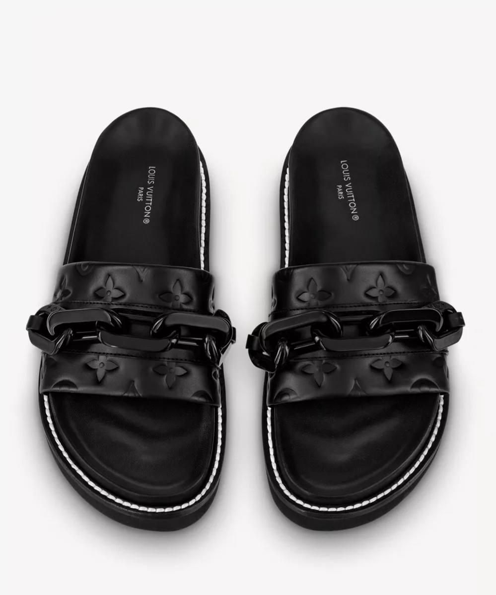 LOUIS VUITTON LV SUNSET FLAT COMFORT MULE BLACK. SIZE US 7 N / LV 37 N. #  1A9R9M