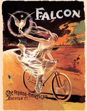 POSTER FALCON FRANCO AMERICAN BICYCLE GIRL RIDING BIKE VINTAGE REPRO FREE S/H