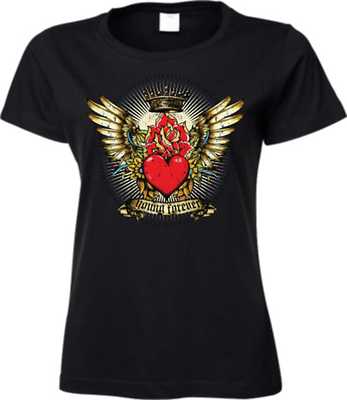 T Shirt in schwarz Motorrad Gothik-,Biker-&Tattoomotiv Modell Forever Young