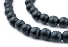 Charcoal Natural Wood Beads 8mm Black Round Large Hole 16 Inch Strand