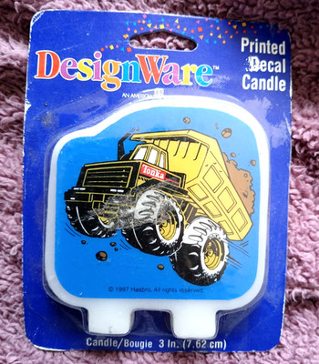 Vintage DesignWare 1997 Hasbro Tonka Trucks Muldenkipper Kerze Geburtstag Party