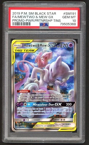 New ListingPokemon Cards - PSA 10 Mewtwo & Mew GX SM191 - Black Star Promo - GEM MT PSA10