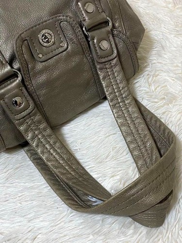 MARC BY MARC JACOBS Shoulder Bag Silver Gray Leather Turn Lock Tote Vintage - Picture 10 of 21