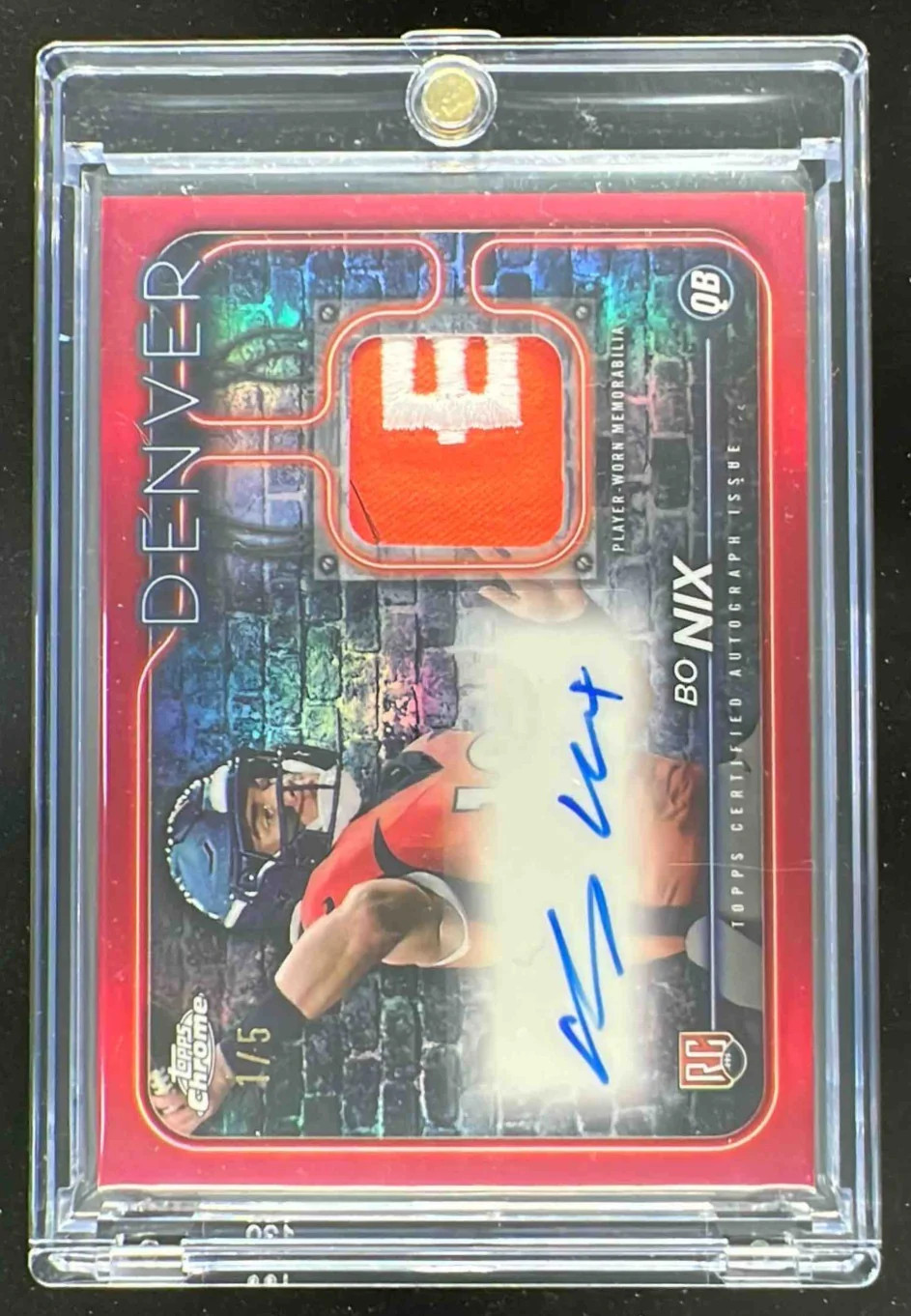 Bo Nix Topps Chrome Topps Chrome Rookie Patch Autographs #CPABN Red