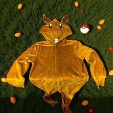 Pokemon Eevee Costume Youth Sz L 10-12 Hooded Jumpsuit Hook and Loop Halloween