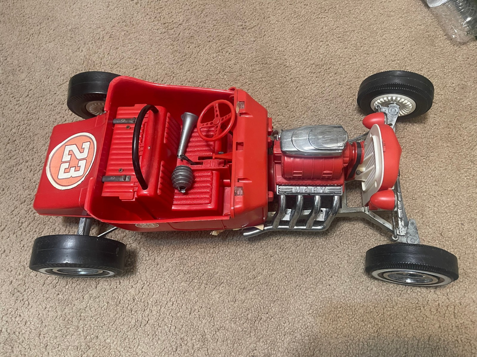 Vintage 1960’s Marx Big Red Hot Rod Battery Operated T Bucket Race Car ...