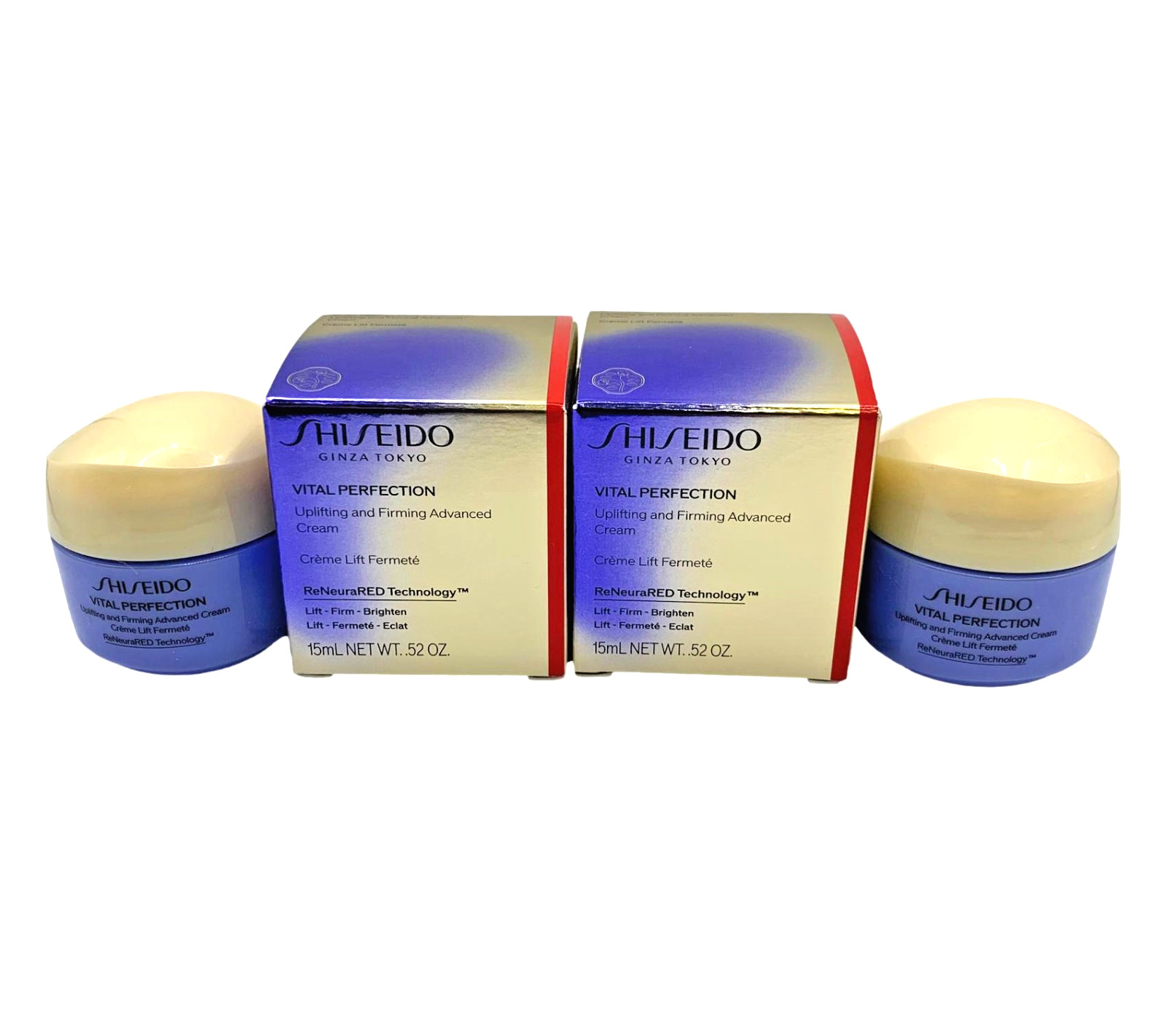 2X Shiseido Vital Perfection Uplifting & Firming Advanced Cream .52oz/15ml