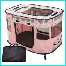 Foldable Pet Playpen, cat playpen, Puppy for Indoors Large, Pink